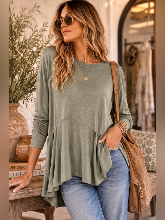 Soft Surroundings Tops - Soft Surroundings bay leaf green pull over top size Large